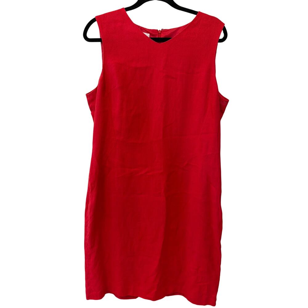 Talbots Red Shift Dress Women's Size 16 Irish Linen Old Money Quiet Luxury Chic